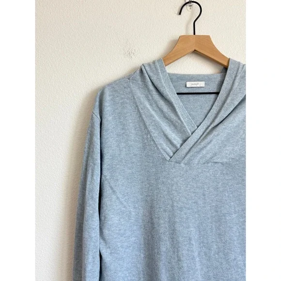 Pure Jill Cotton Cashmere Blend Hooded Sweater Quiet Luxury Coastal Grandmother - Picture 3 of 7